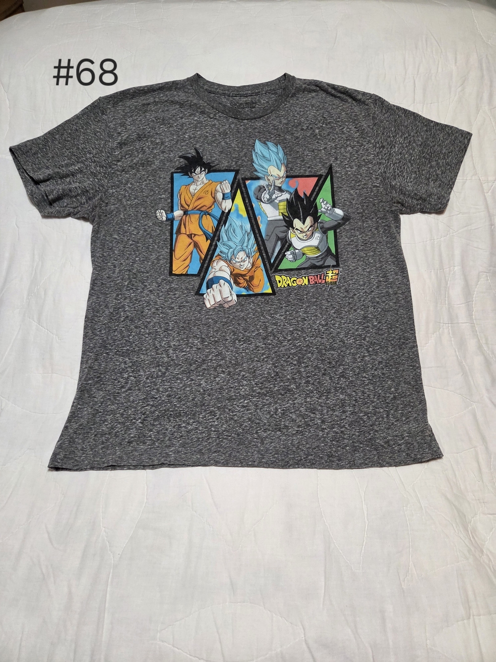 Dragon Ball Super Men's Graphic Tee Shirt XL Gray Charcoal Heather Goku Vegeta